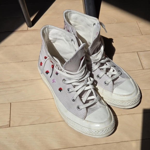 Converse Chuck 70 High Desert Sand Egret Floral Embroidary Size 7 - Picture 3 of 9